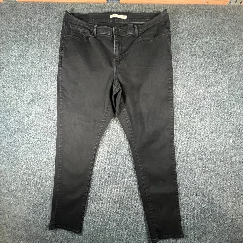 Levi's 711 Jeans Womens 16W 36x28 Black Peony Denim Cotton Mid Rise Skinny‎ Leg